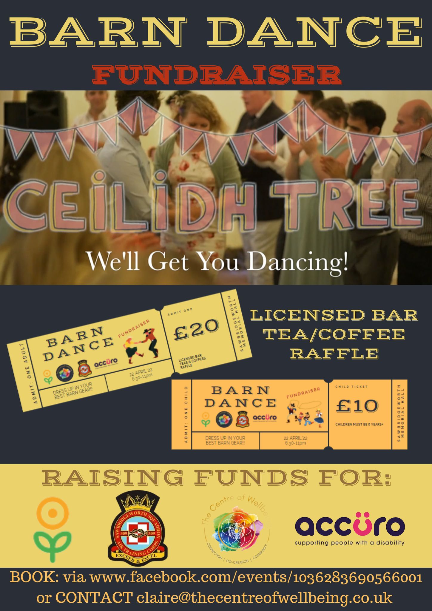 Poster for Barn Dance Fundraiser with charity logos