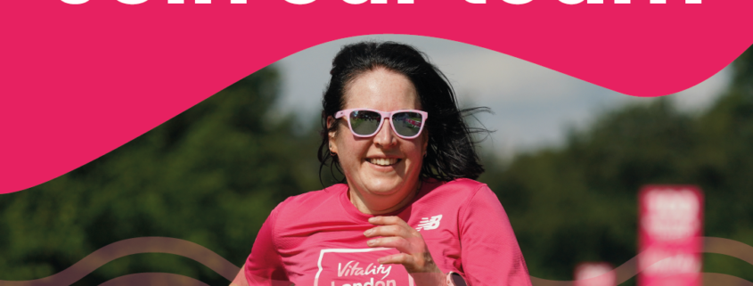 Vitality 10k Image reading 'Join our Team', photo is of a woman running